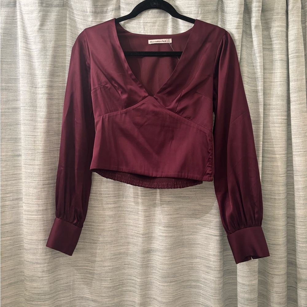Women's Burgundy Long Sleeve Top